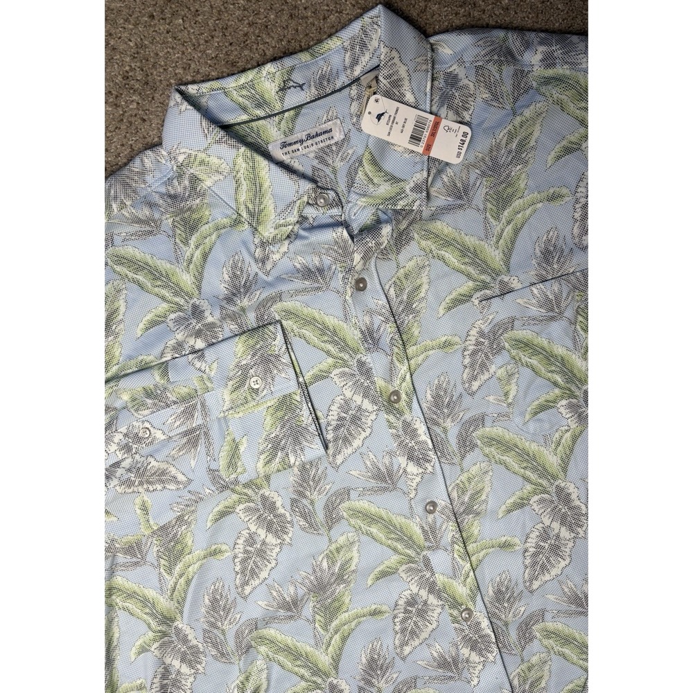 New Tommy Bahama Mens 3XLT San Lucio Vibrant Fronds Button Shirt Sky Blue Island